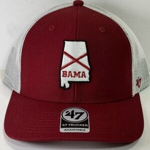 NWT Alabama Crimson Tide ‘47 Brand Red Trucker Snapback Mesh Hat Cap OSFA 🏈 (A1)